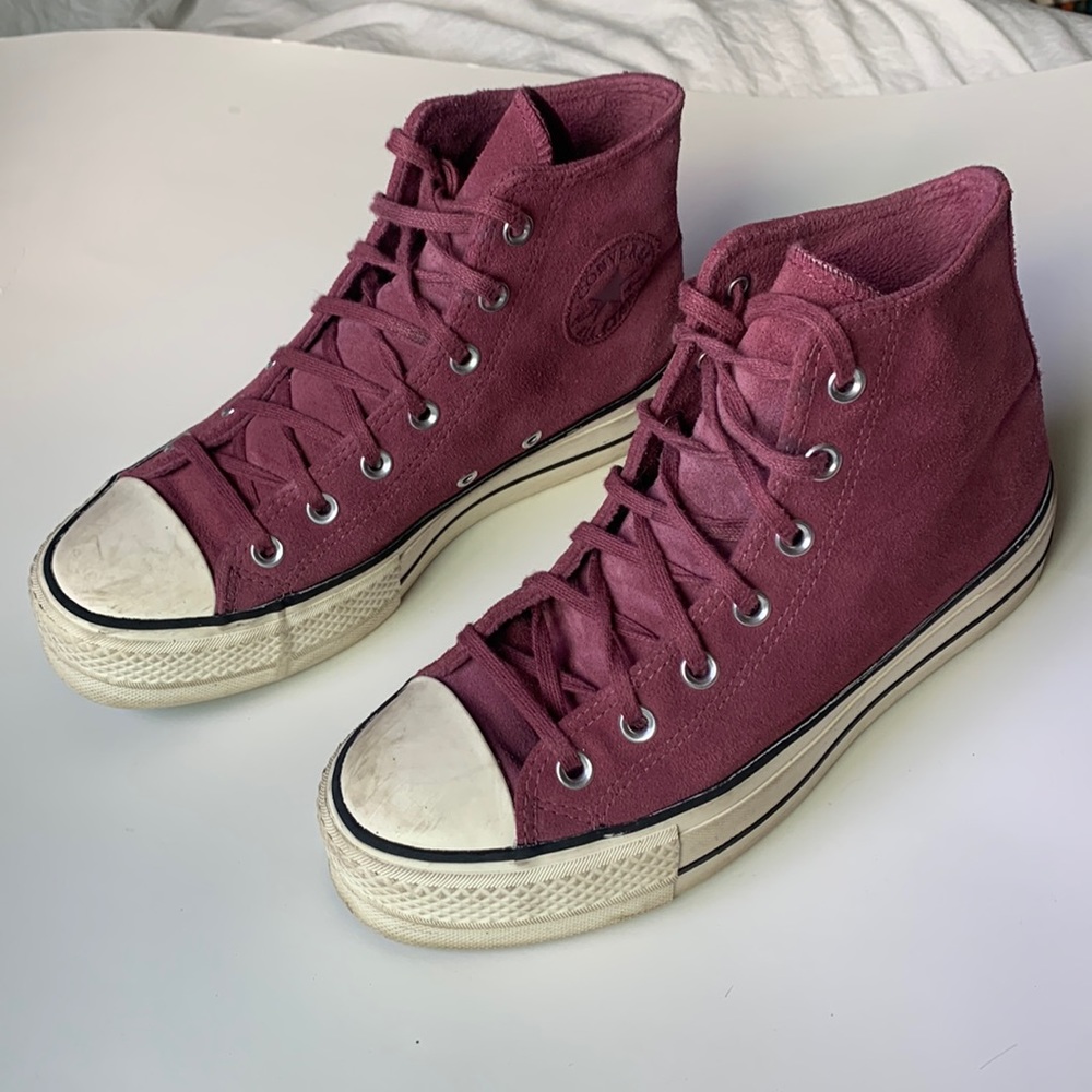 Purple High top platform converse